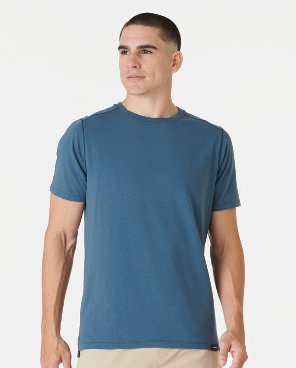 Aviation Tee Split-Hem Washed Navy