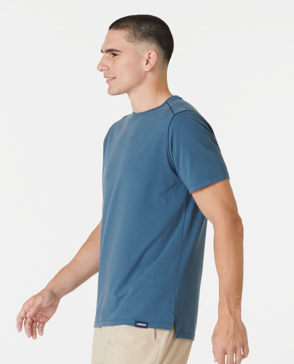 Aviation Tee Split-Hem Washed Navy