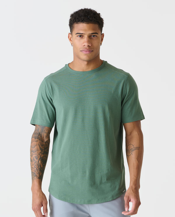 Aviation Tee Curved Hem Hunter Green