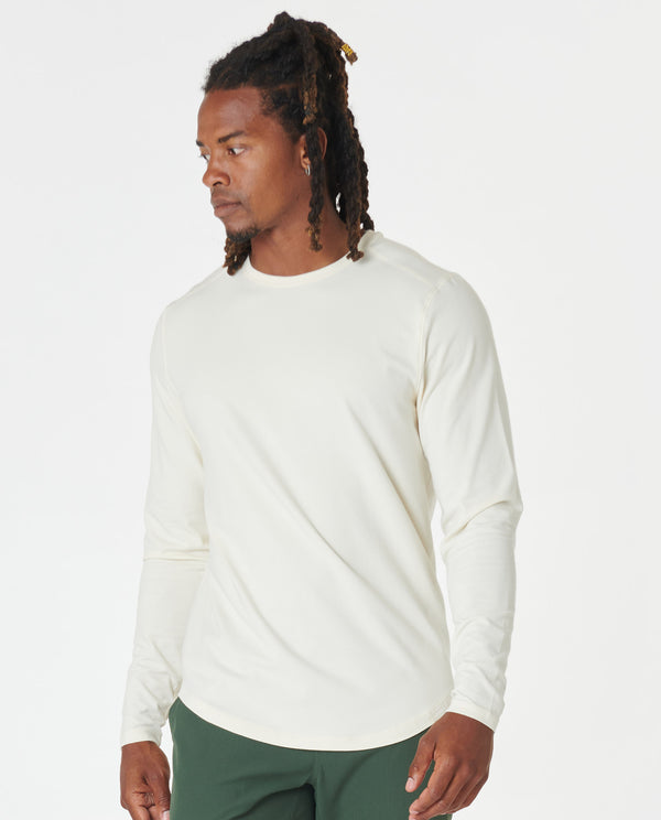 Aviation Tee Curved Hem LS Natural White
