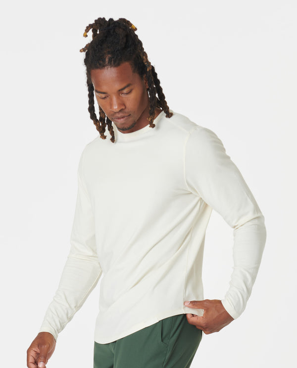 Aviation Tee Curved Hem LS Natural White
