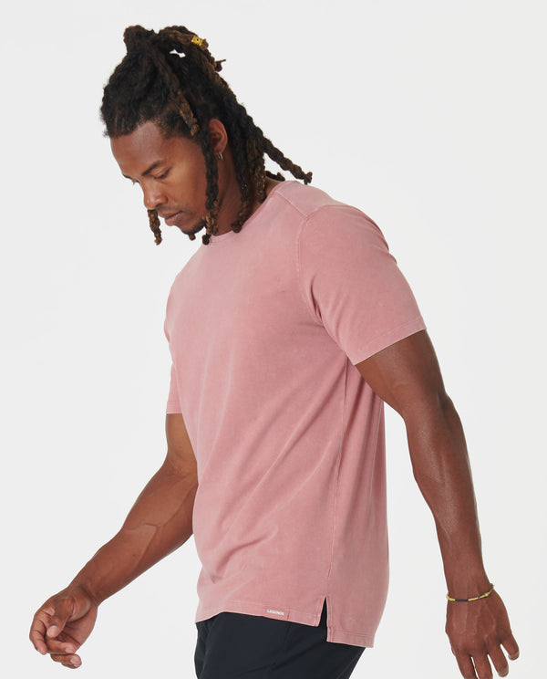 Aviation Tee Split-Hem Washed Withered Rose