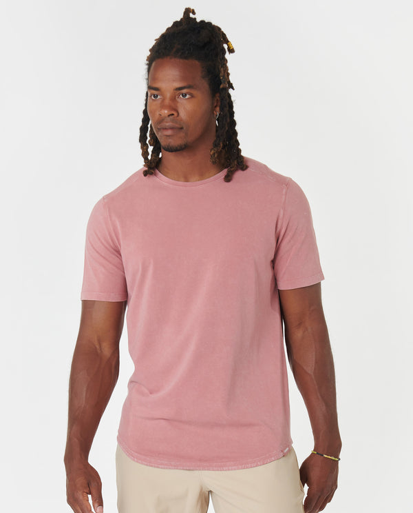 Aviation Tee Curved Hem Washed Withered Rose