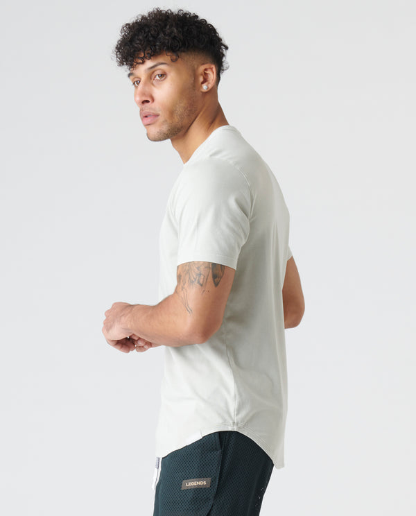 Aviation Tee Curved Hem Washed Light Gray