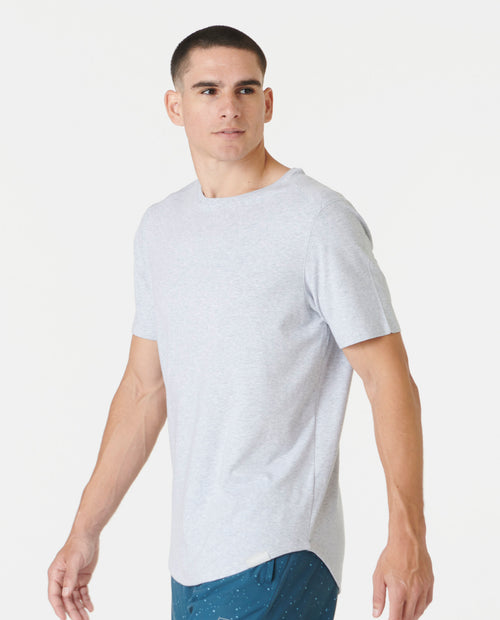 Aviation Tee Curved Hem Heather Gray