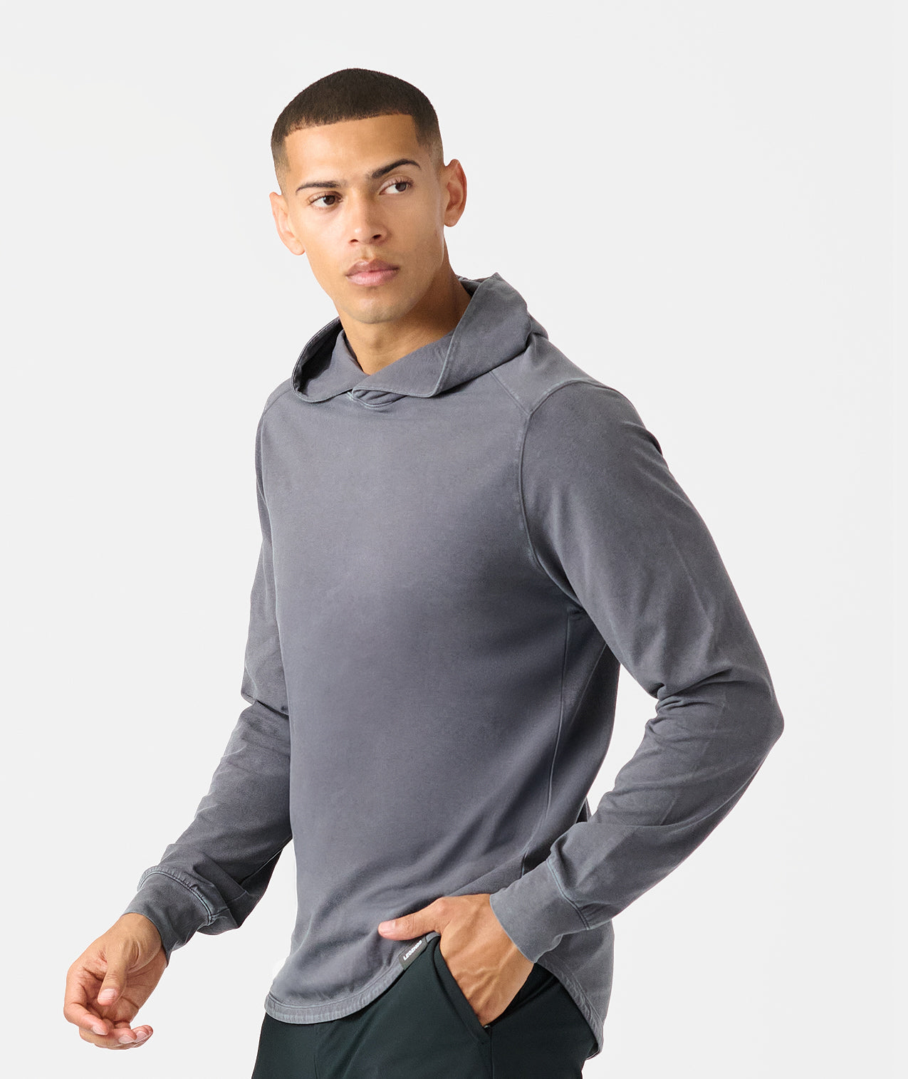 Aviation Tee Hooded LS Washed Charcoal Gray - 2