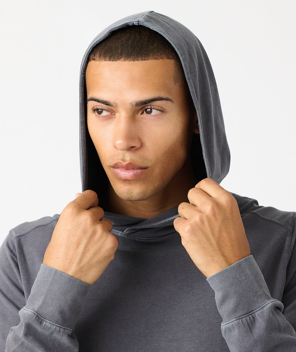 Aviation Tee Hooded LS Washed Charcoal Gray - 4