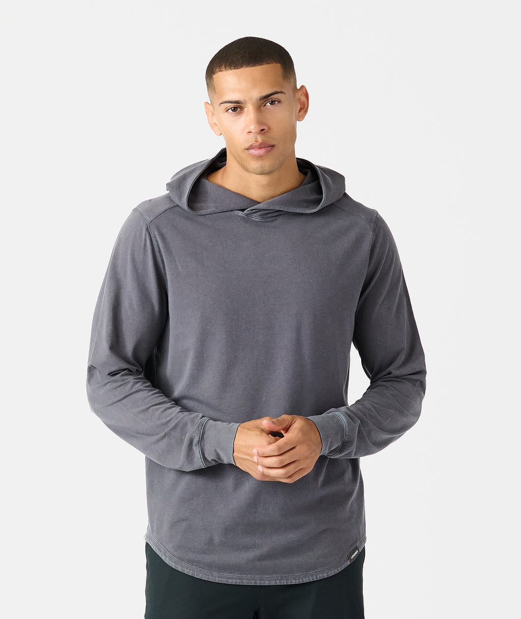 Aviation Tee Hooded LS Washed Charcoal Gray - 1