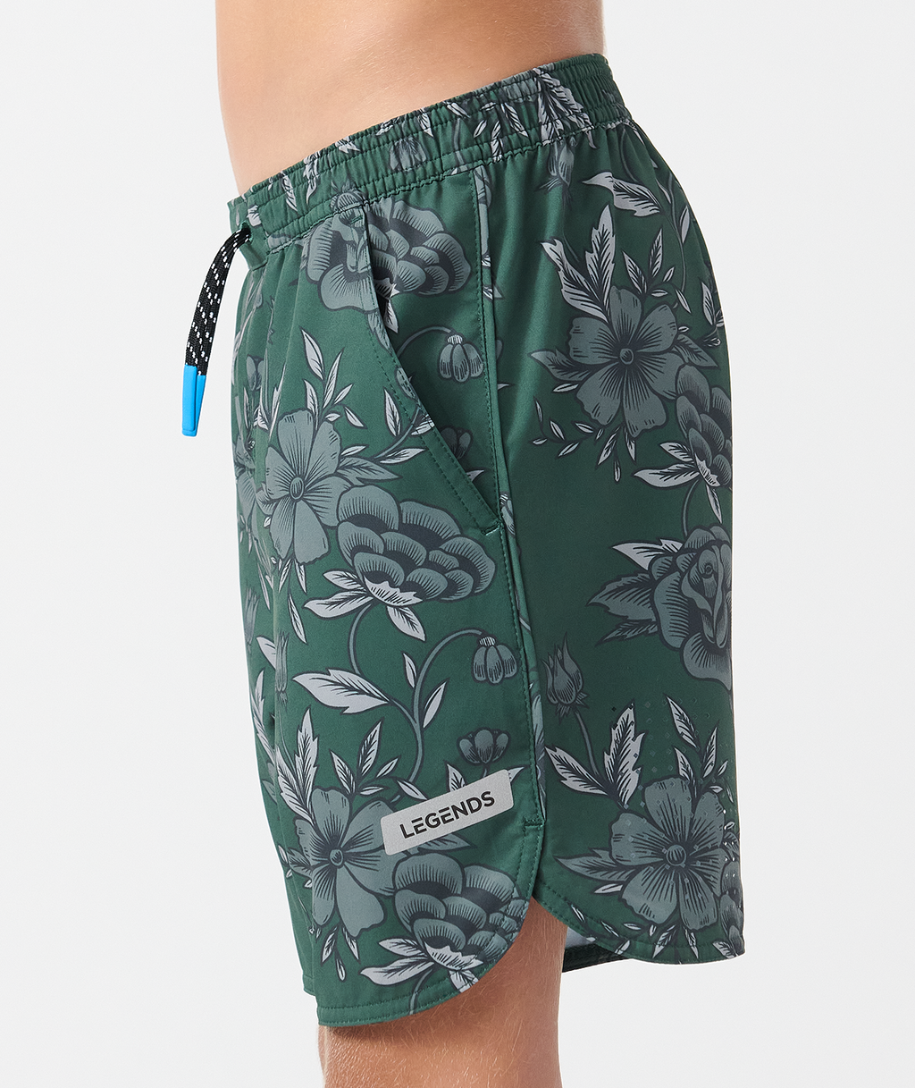 Little Legends Luka Short Vintage Floral Dark Moss - 5