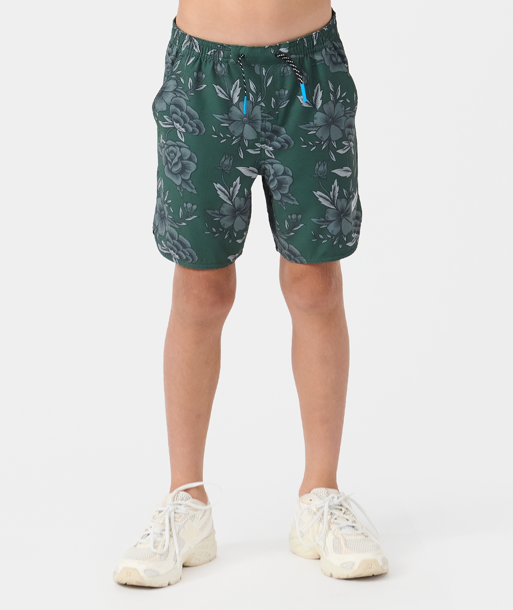 Little Legends Luka Short Vintage Floral Dark Moss - 1