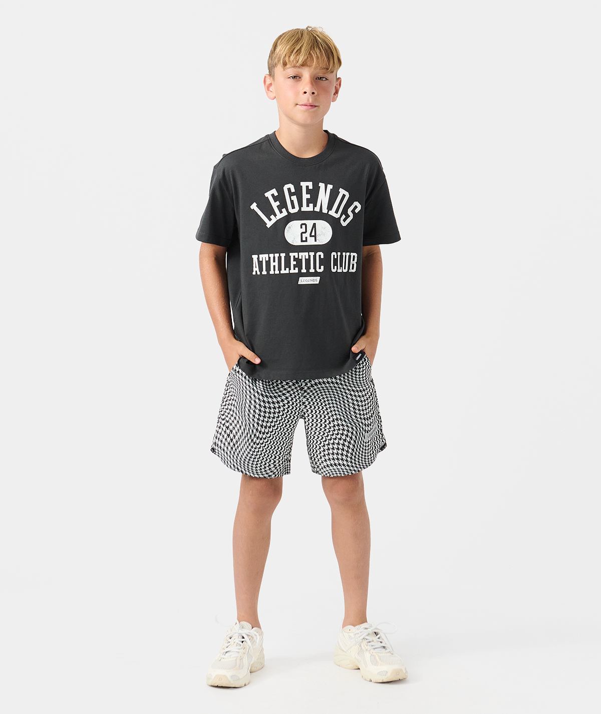 Little Legends Luka Short Warped Houndstooth Faded Black - 2
