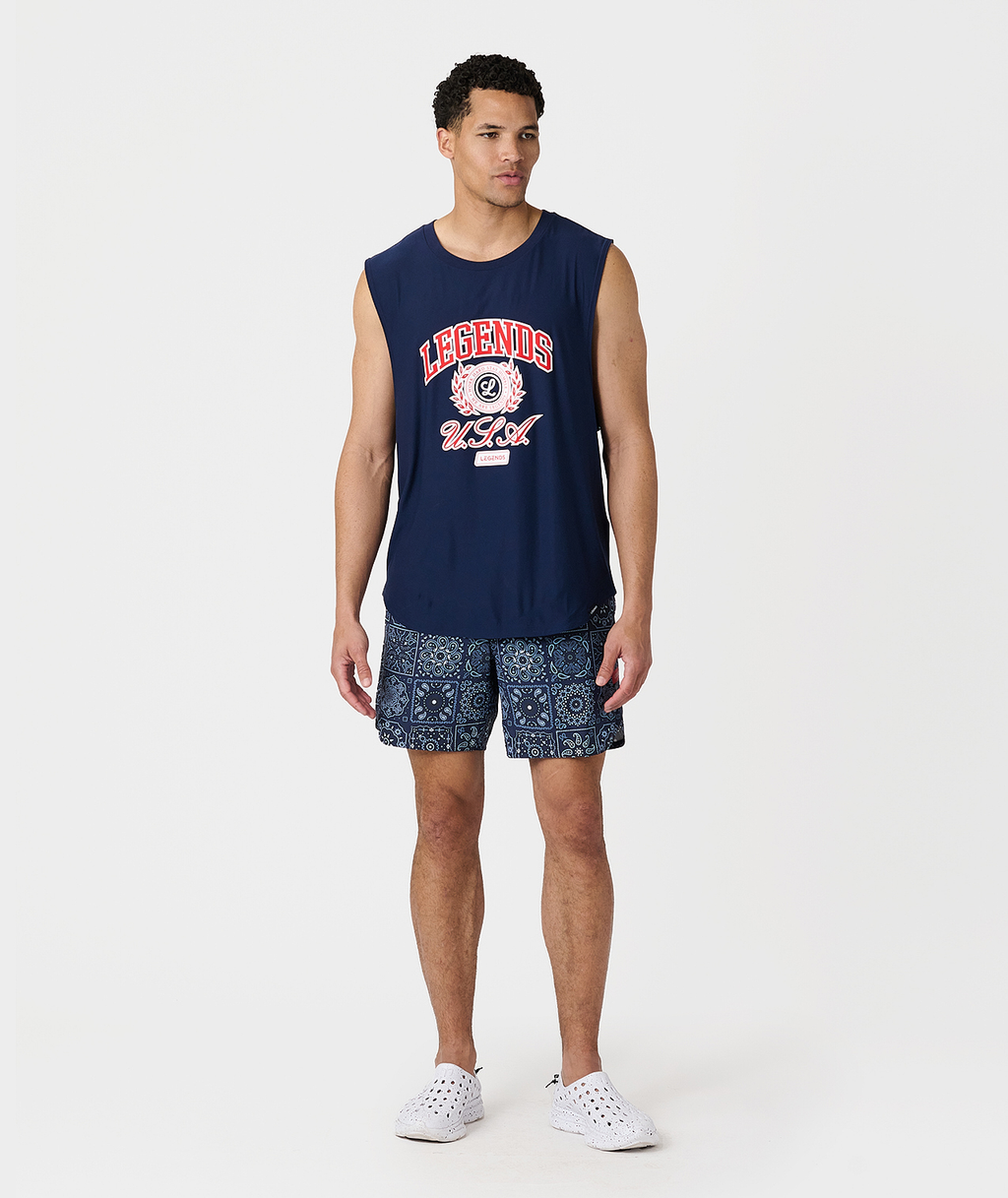 Luka Short Paisley Tile Navy - 7