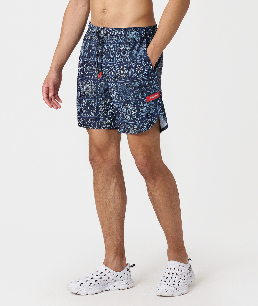 Luka Short Paisley Tile Navy - 2