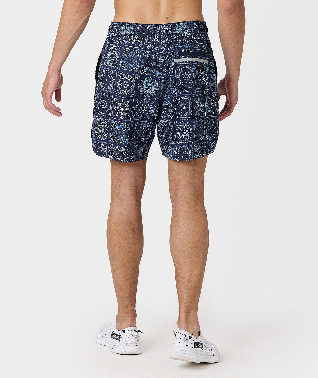 Luka Short Paisley Tile Navy - 3