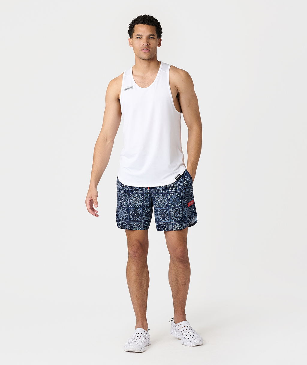 Luka Short Paisley Tile Navy - 6