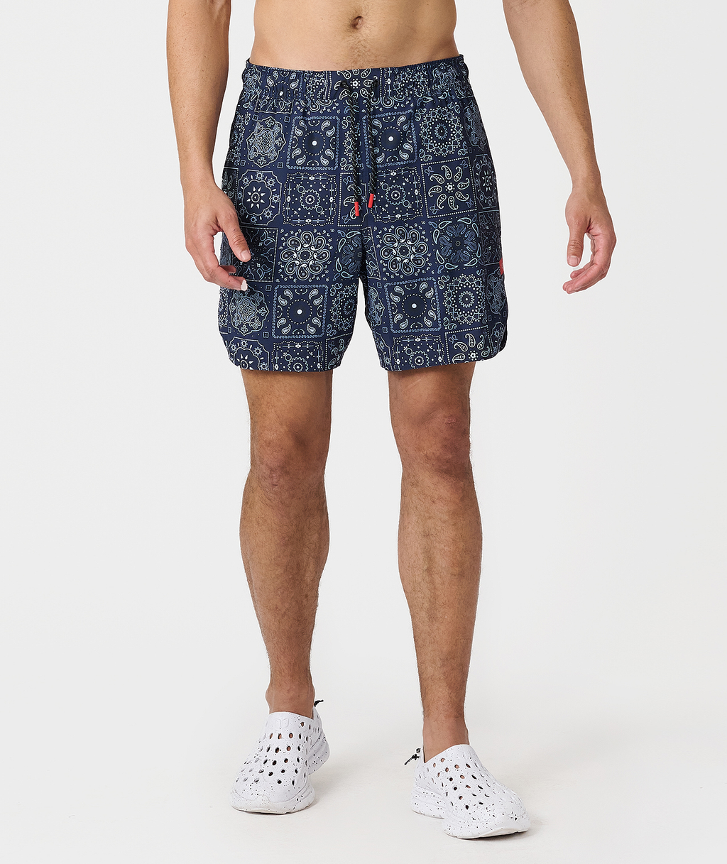 Luka Short Paisley Tile Navy - 1