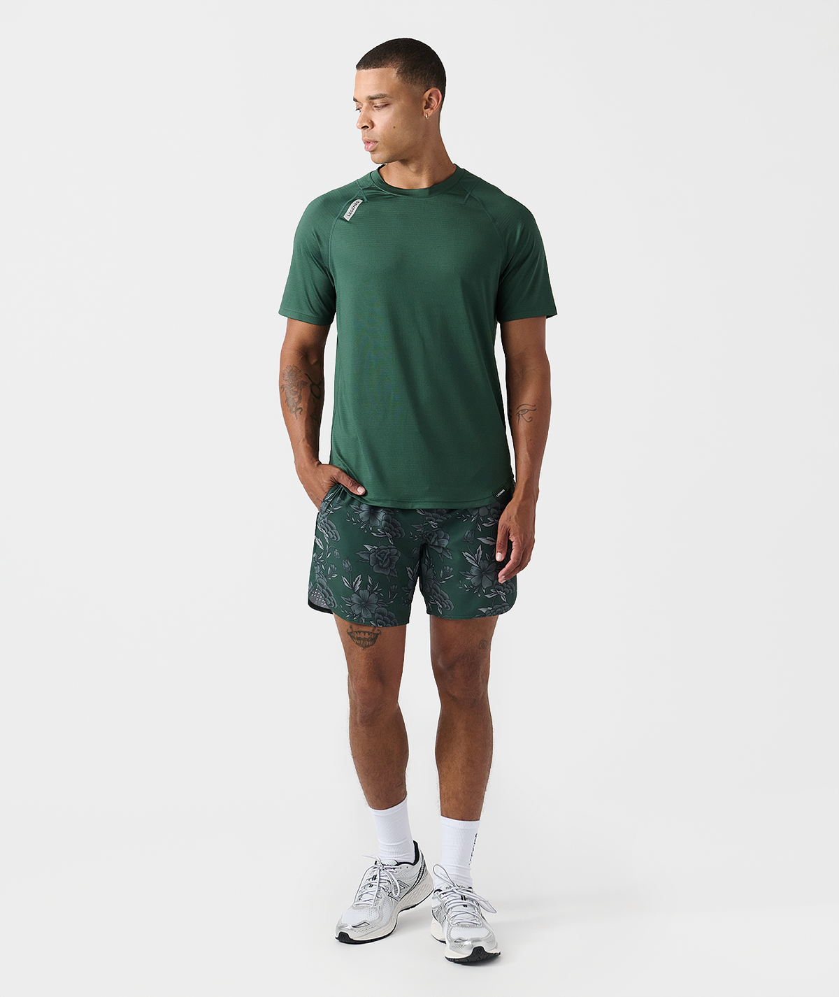 Luka Short Vintage Floral Dark Moss - 7