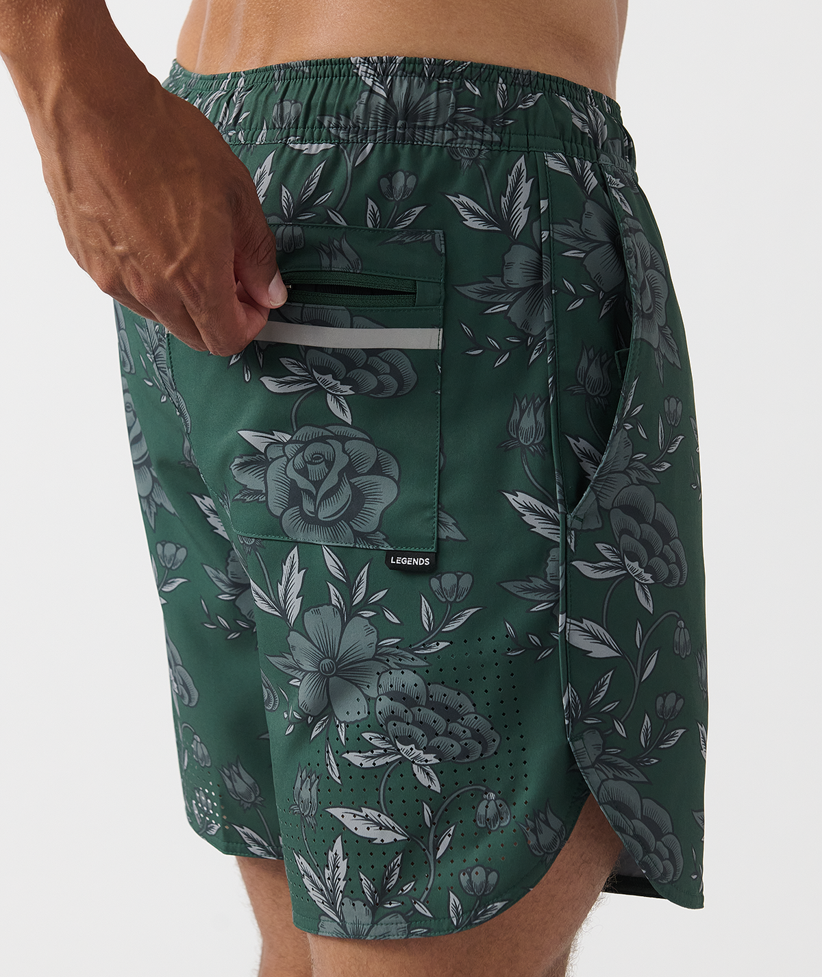 Luka Short Vintage Floral Dark Moss - 5