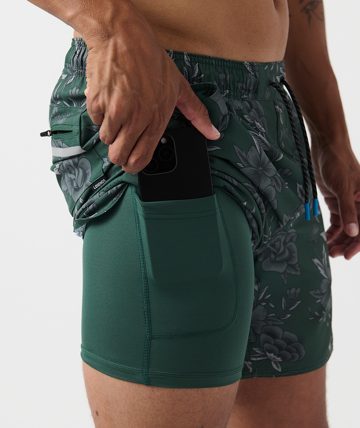 Luka Short Vintage Floral Dark Moss - 4