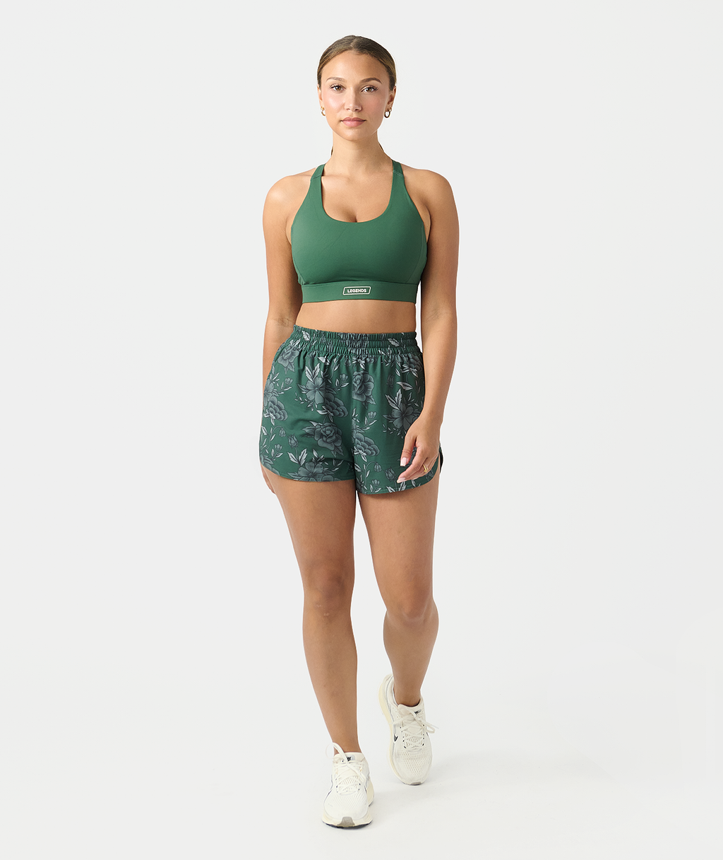 Leni Short Vintage Floral Dark Moss - 7