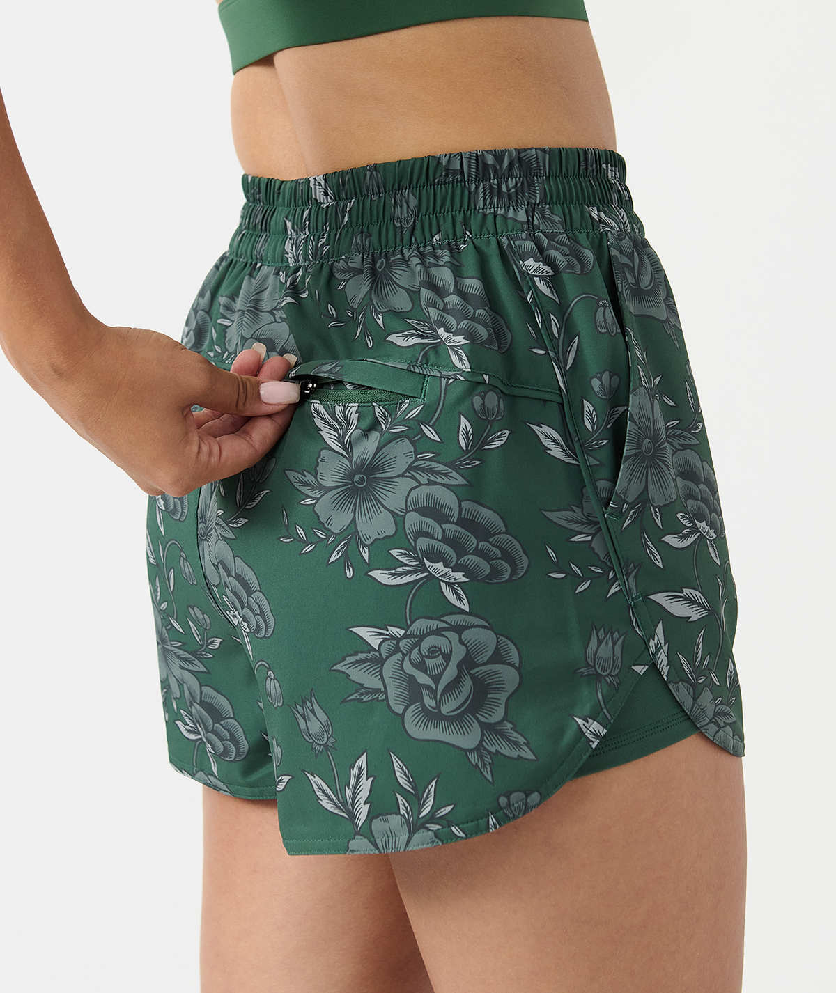 Leni Short Vintage Floral Dark Moss - 4