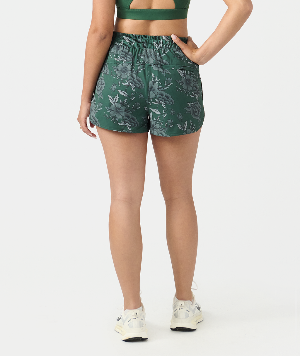 Leni Short Vintage Floral Dark Moss - 2