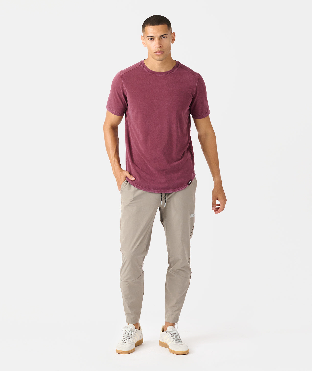 Aviation Tee Curved Hem Washed Fig - 6