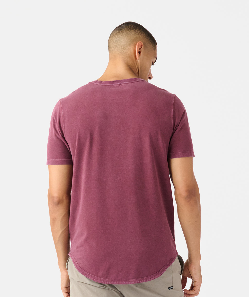 Aviation Tee Curved Hem Washed Fig - 3