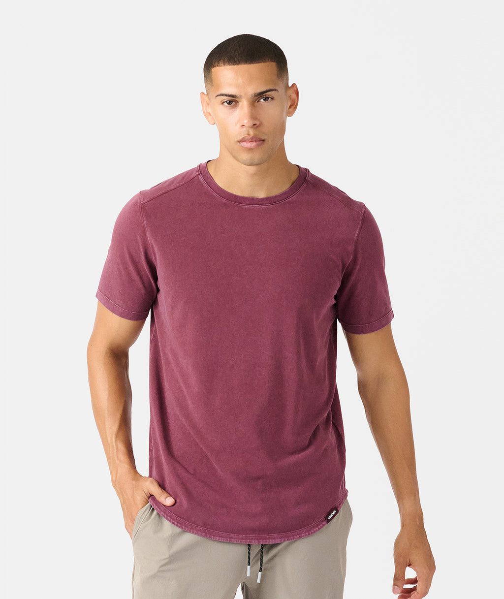 Aviation Tee Curved Hem Washed Fig - 1