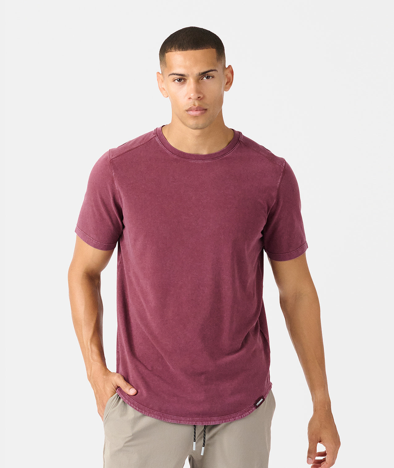 Aviation Tee Curved Hem Washed Fig - 1