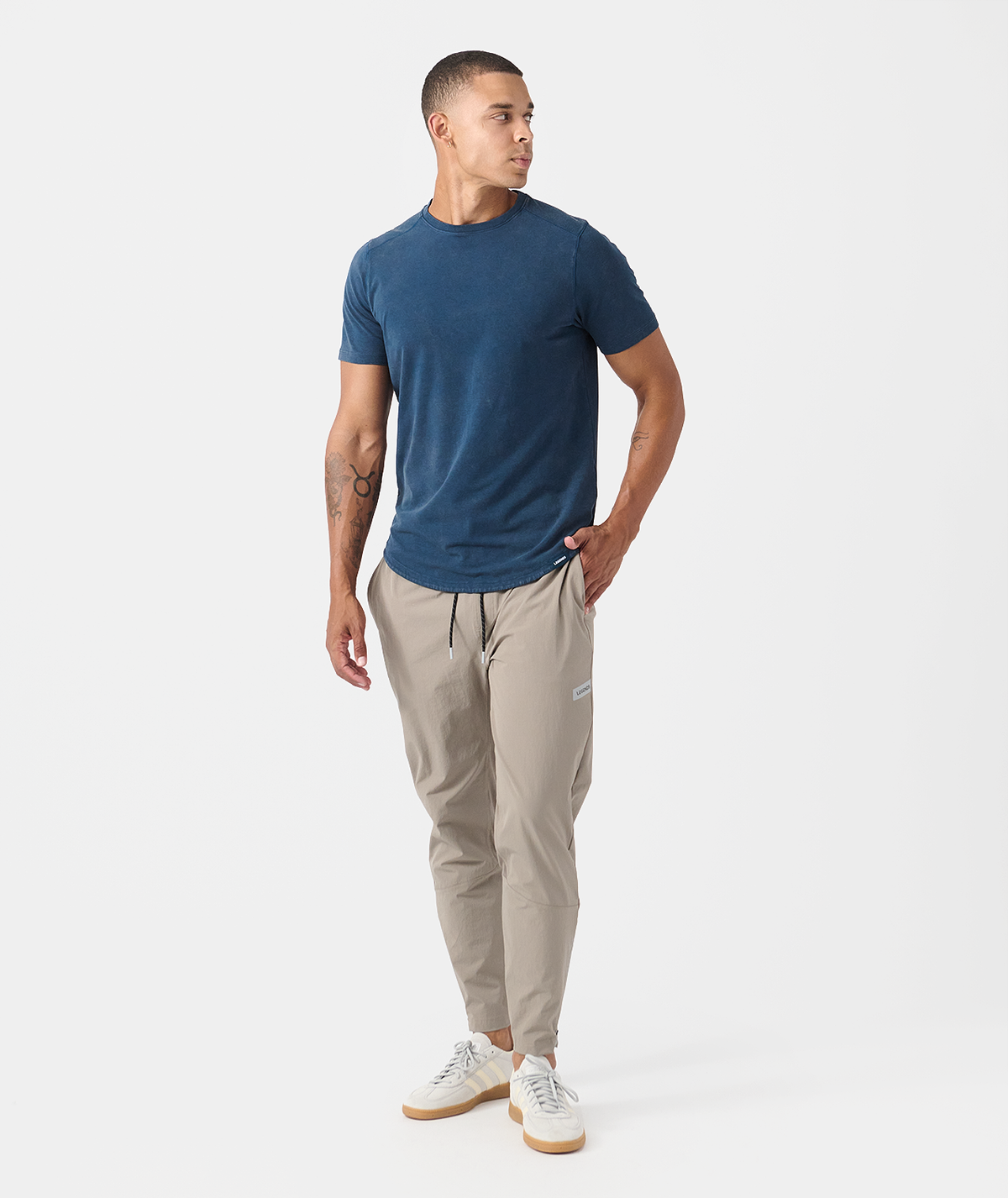Aviation Tee Curved Hem Washed Teal - 6