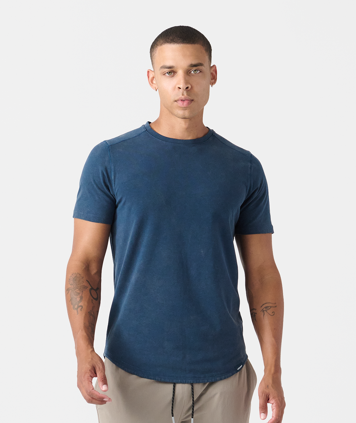 Aviation Tee Curved Hem Washed Teal - 1