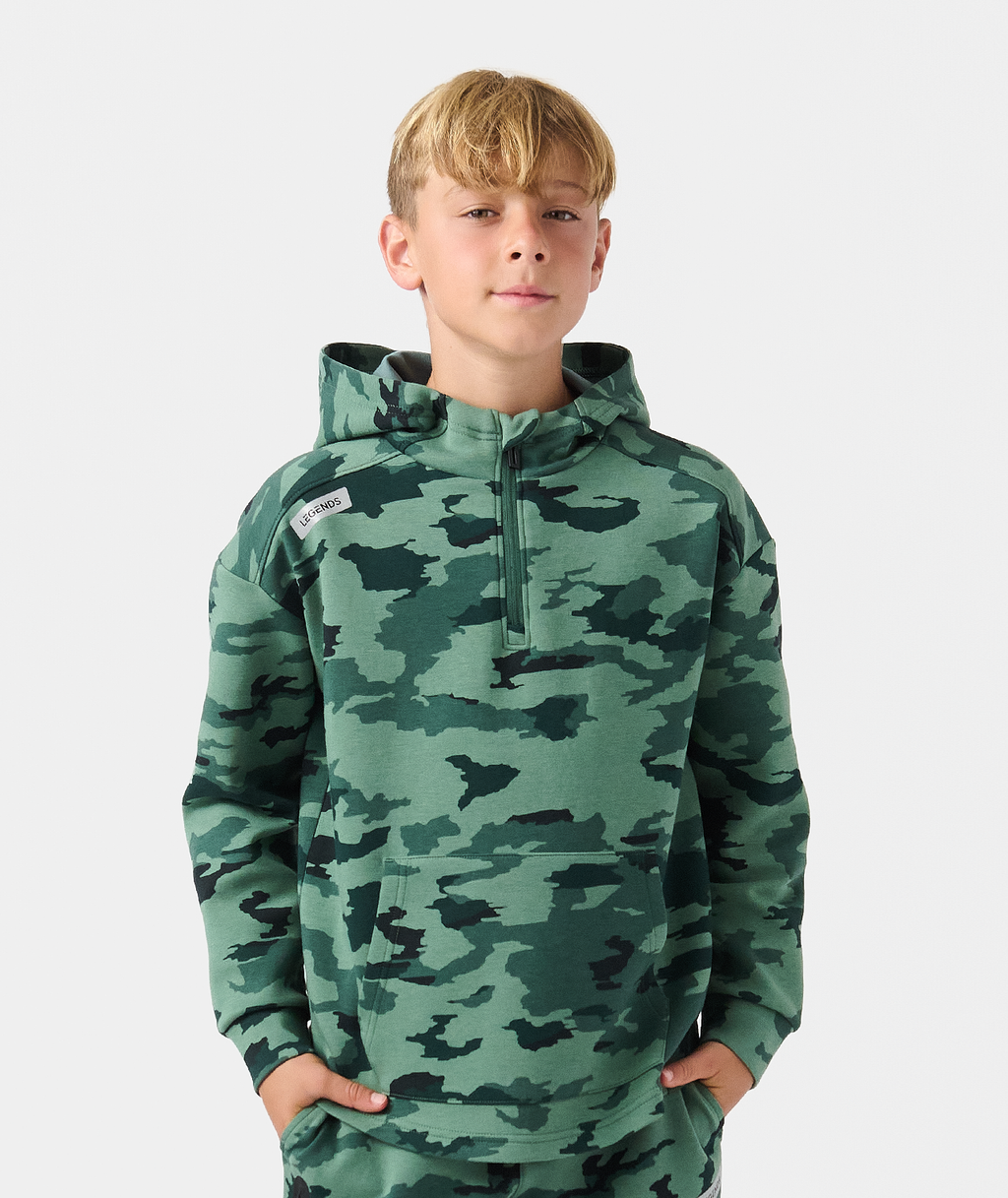 Little Legends Hawthorne Tech Quarter Zip Dark Moss Camo - 1