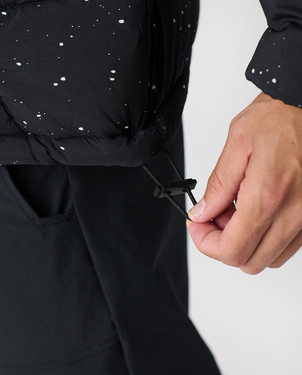 Alpine Puffer Jacket Black White Splatter