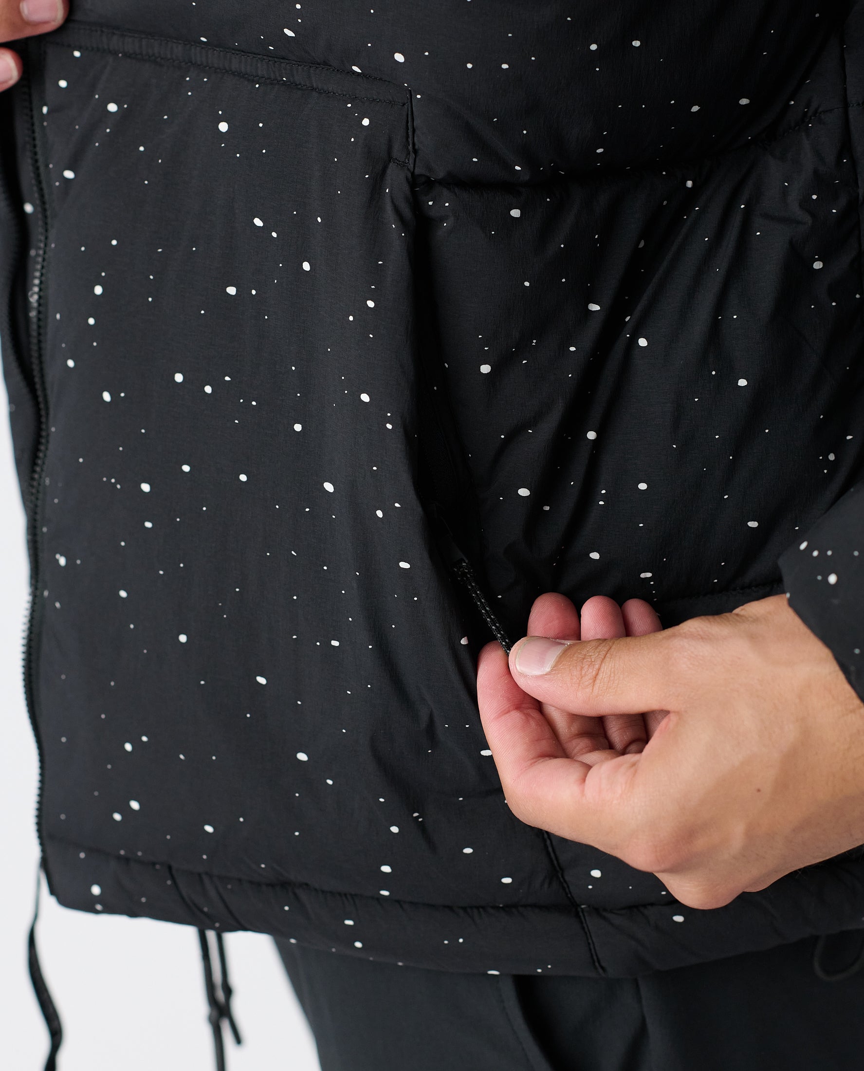 Alpine Puffer Jacket Black White Splatter