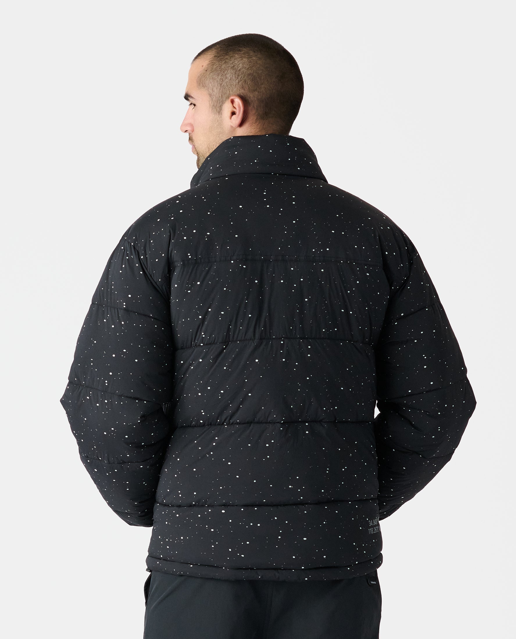 Alpine Puffer Jacket Black White Splatter