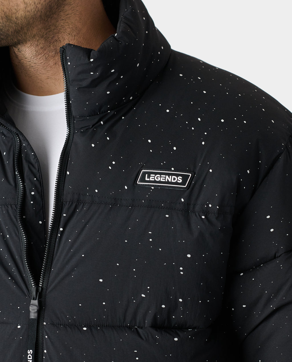 Alpine Puffer Jacket Black White Splatter