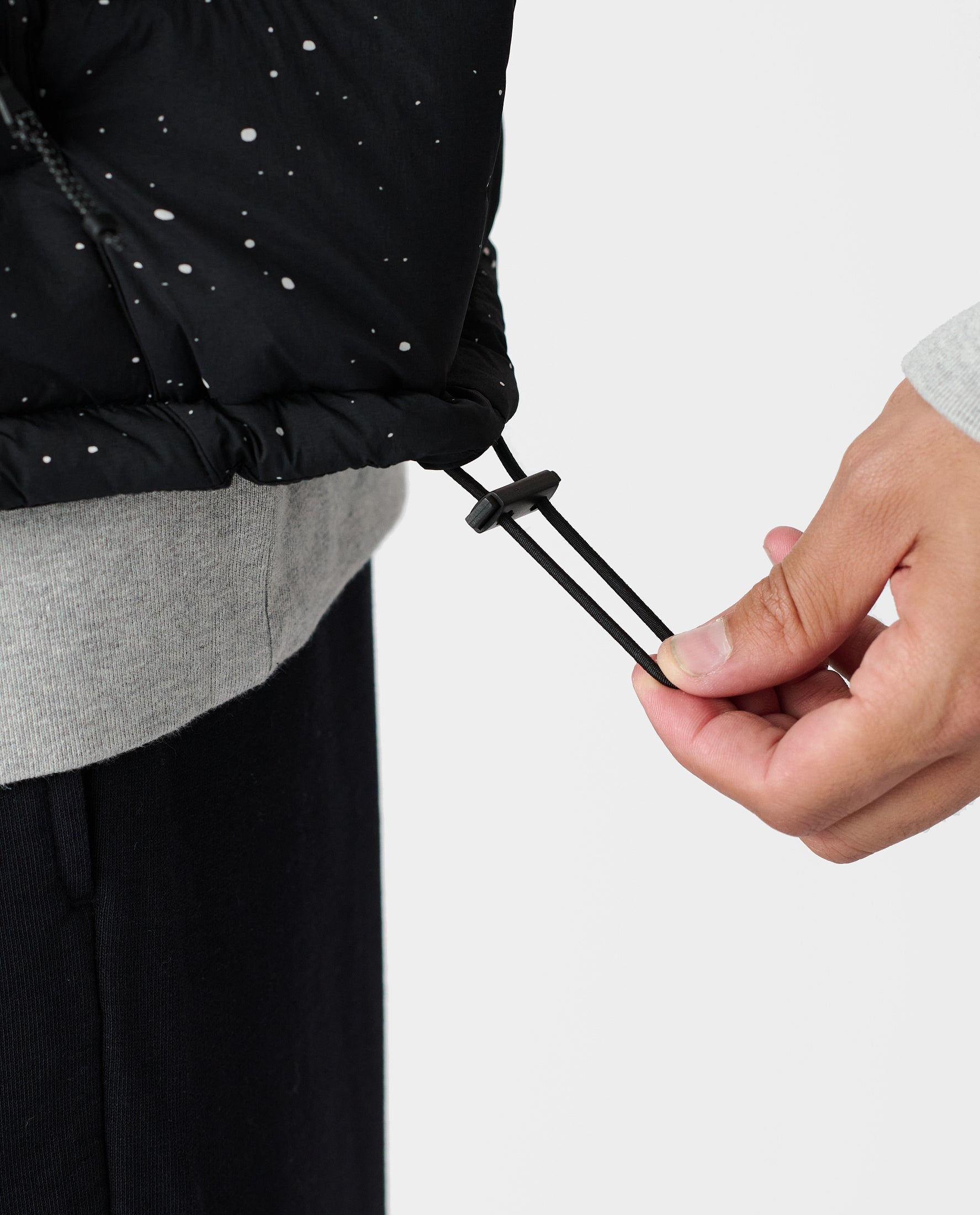 Alpine Puffer Vest Black White Splatter