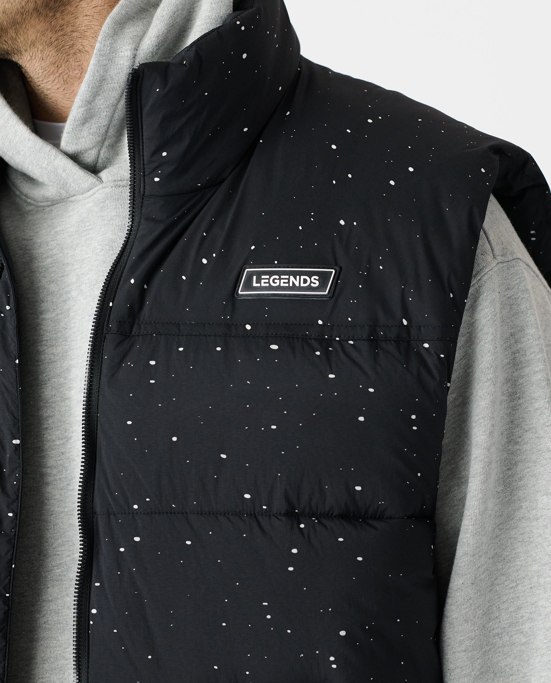 Alpine Puffer Vest Black White Splatter