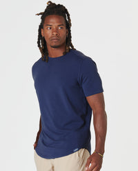 Aviation Tee Curved Hem Navy