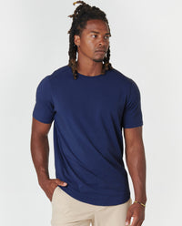 Aviation Tee Curved Hem Navy