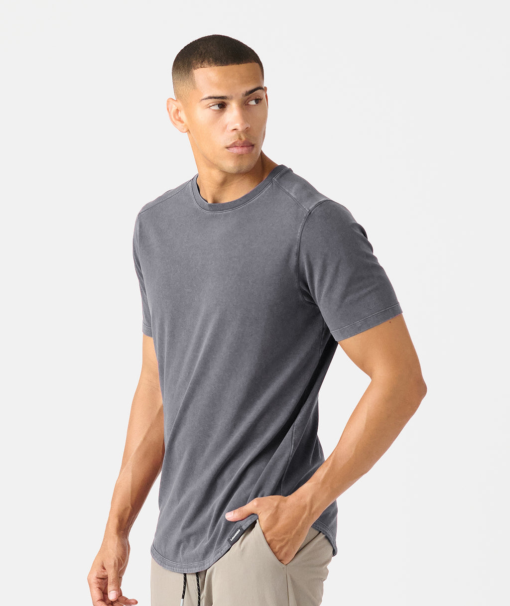 Aviation Tee Curved Hem Washed Charcoal - 3
