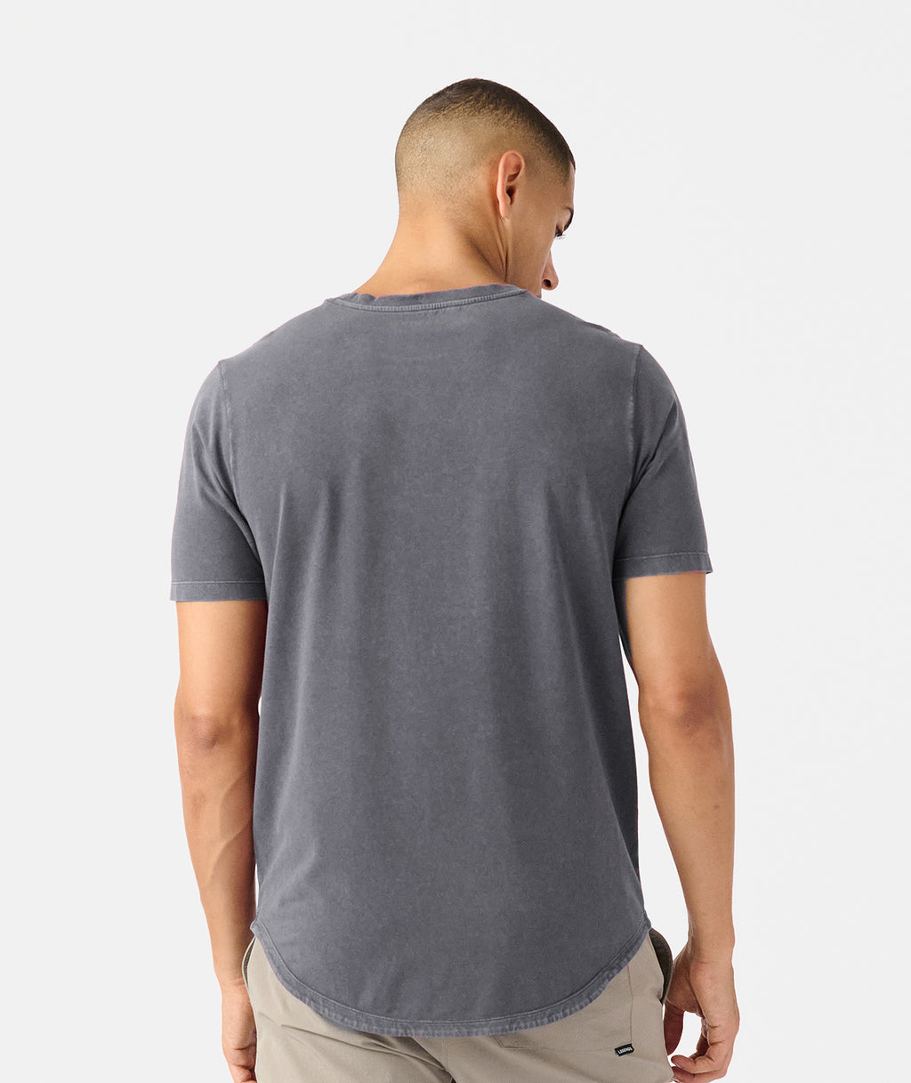 Aviation Tee Curved Hem Washed Charcoal - 2