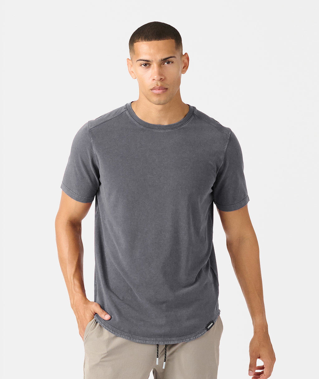 Aviation Tee Curved Hem Washed Charcoal - 1
