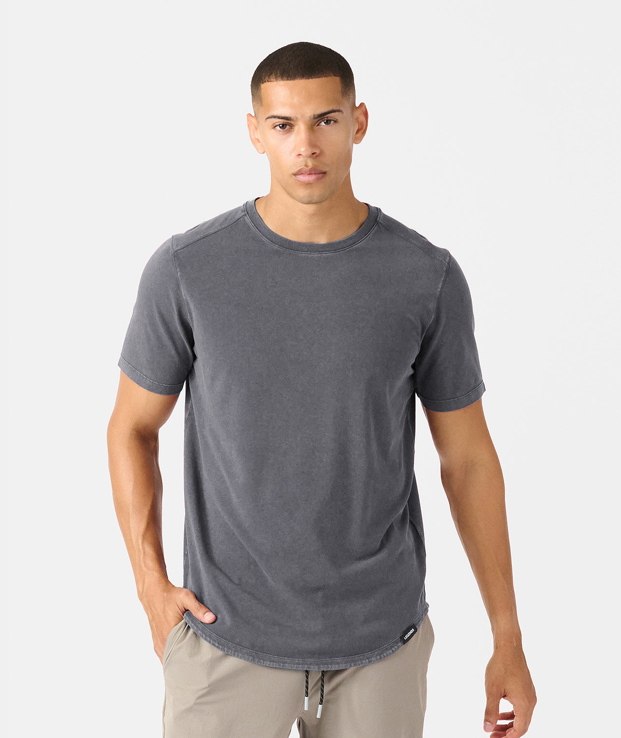 Aviation Tee Curved Hem Washed Charcoal - 1