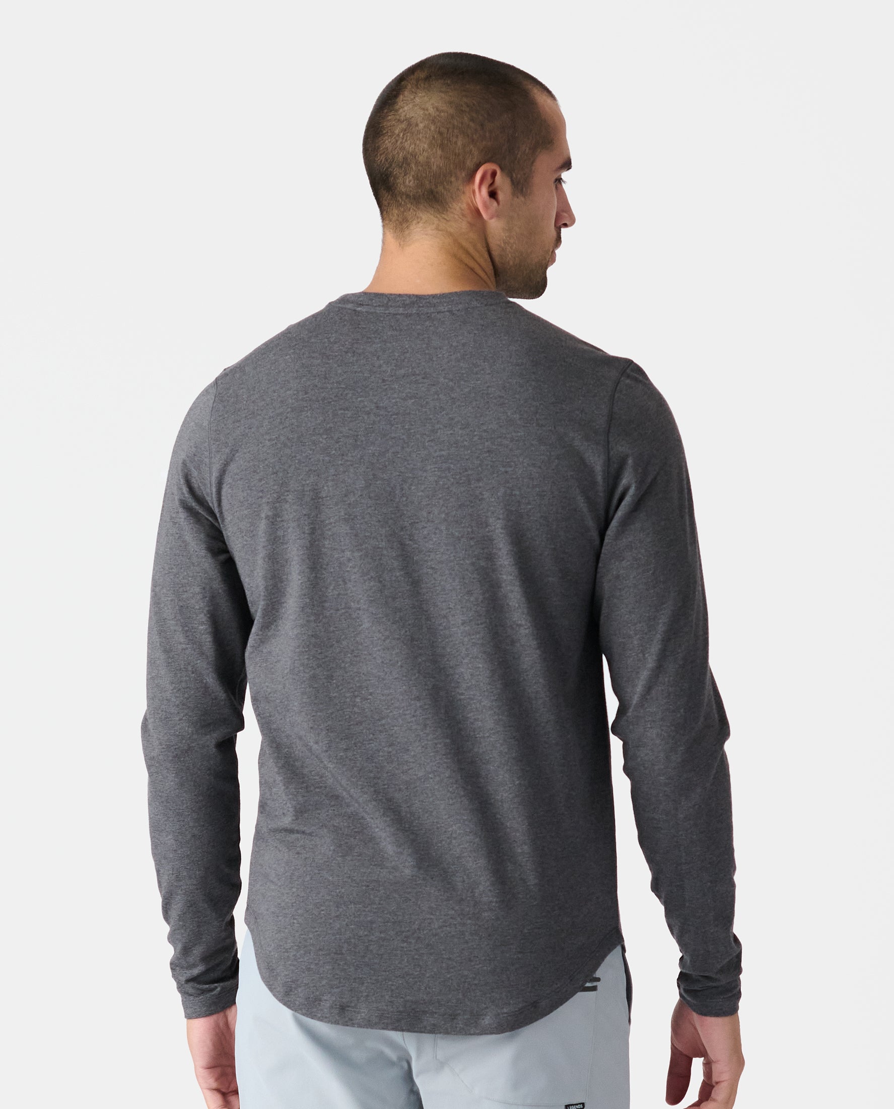 Aviation Tee Curved Hem LS Charcoal Gray Heather