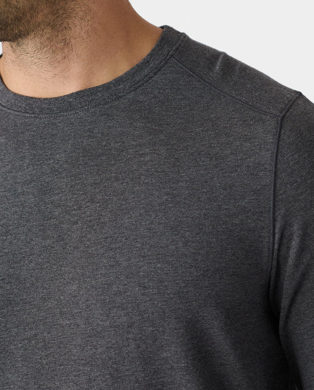 Aviation Tee Curved Hem LS Charcoal Gray Heather