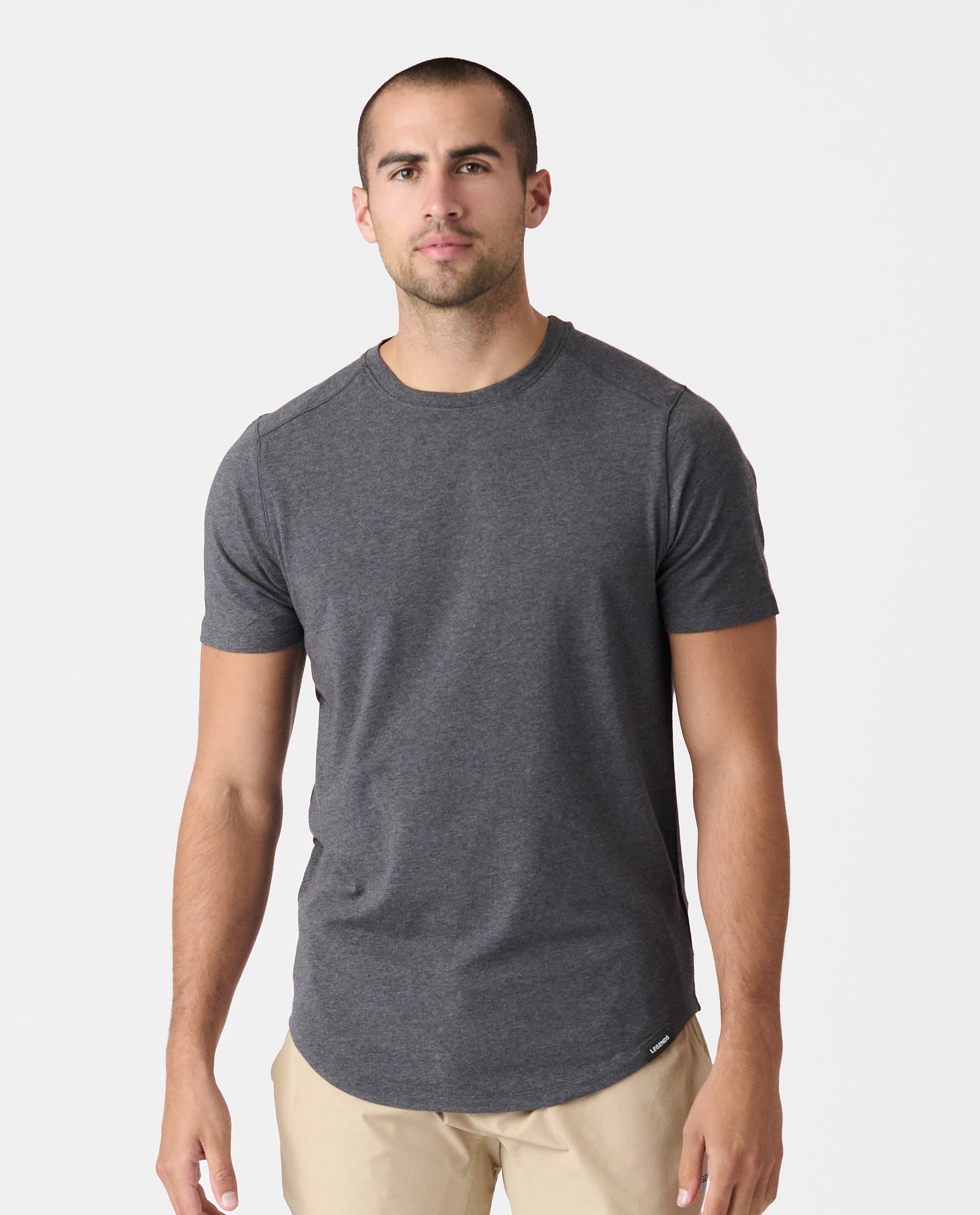 Aviation Tee Curved Hem Charcoal Gray Heather