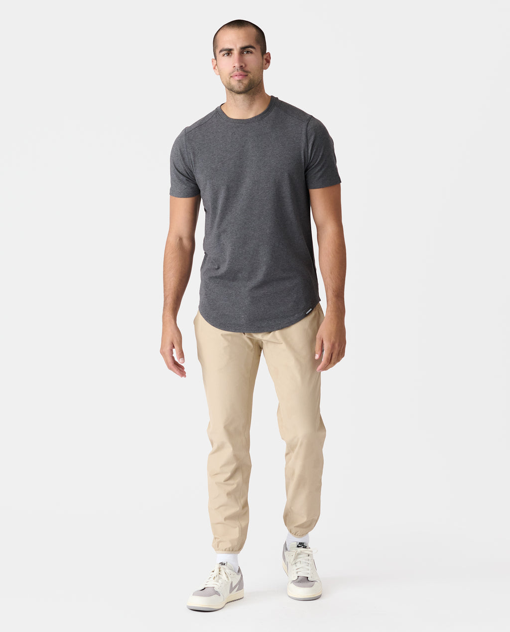 Aviation Tee Curved Hem Charcoal Gray Heather