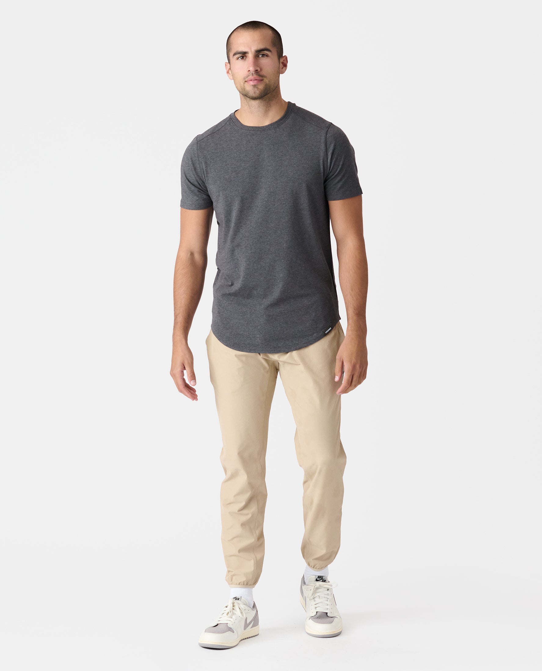 Aviation Tee Curved Hem Charcoal Gray Heather